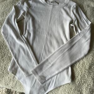 White ribbed long sleeve bodysuit